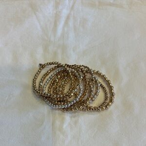 Elegant Gold and Silver Beaded Bracelet Stack